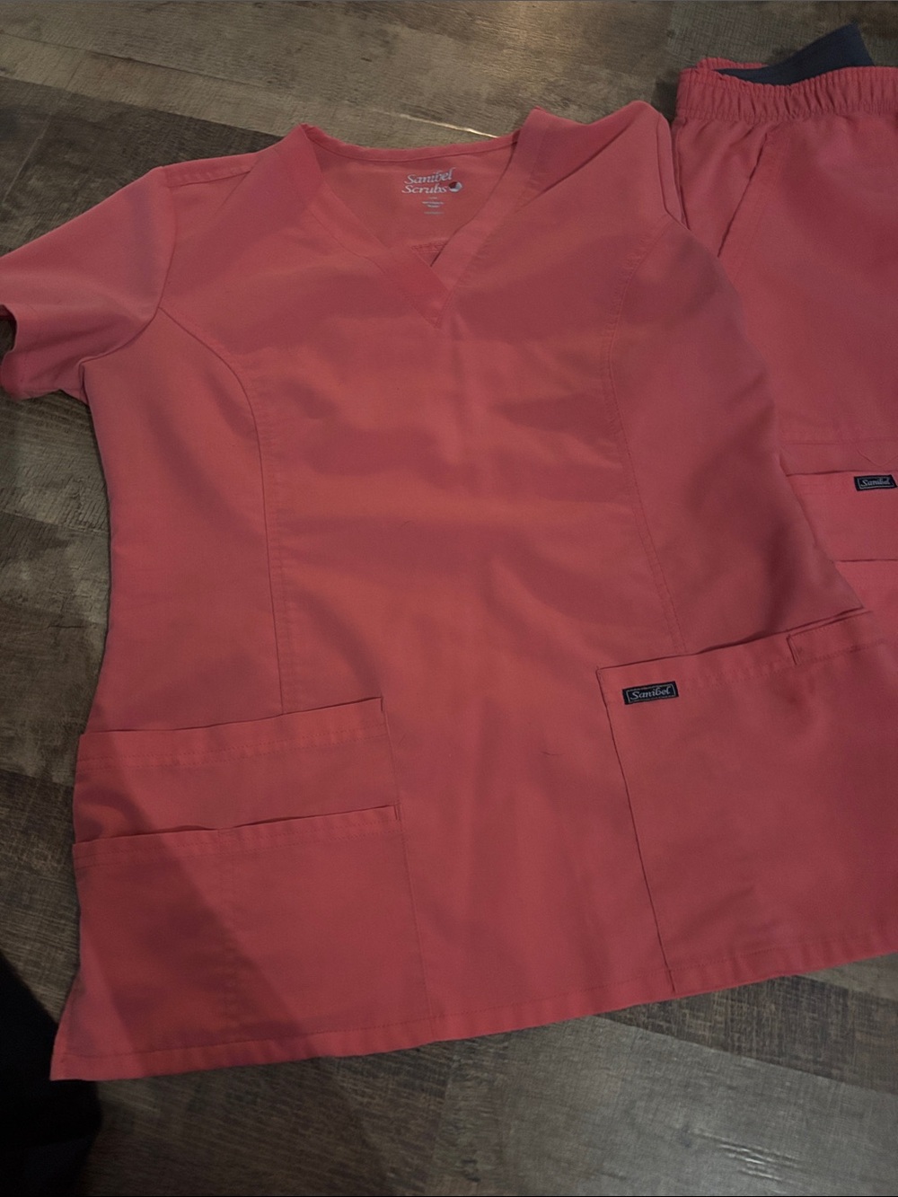 Cherokee Coral Pink V-Neck Scrub Top